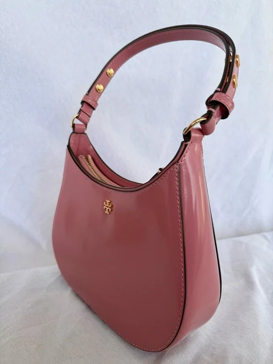 Tory Burch Pink Ginger Crescent Shoulder Bag Patent Leather - Picture 3 of 8